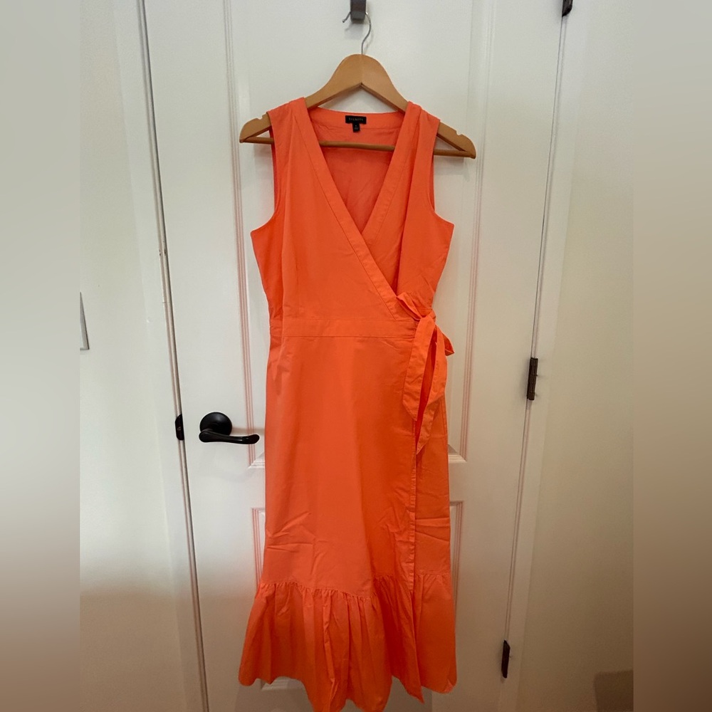 Talbots pink/orange wrap dress, size 6